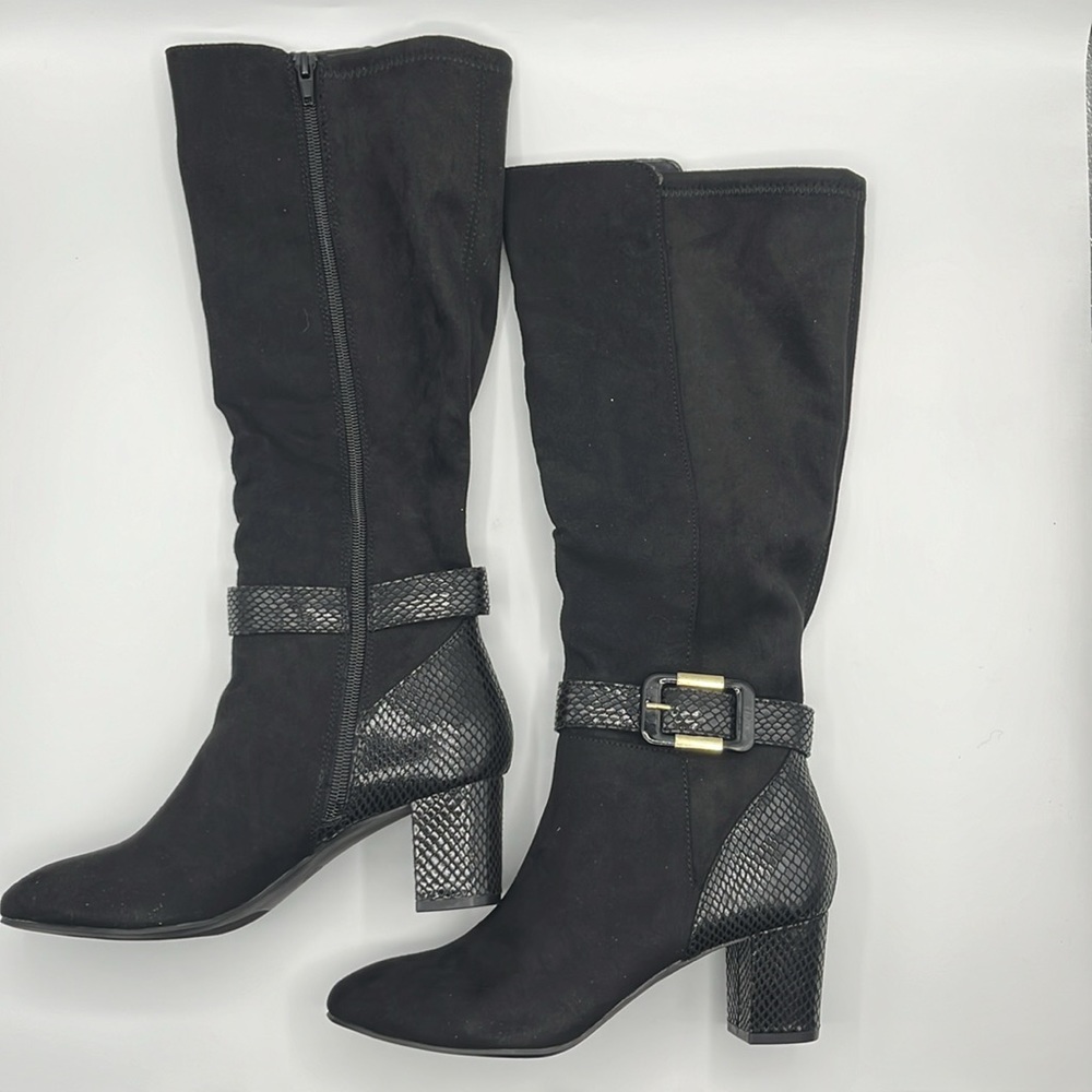 Karen Scott Womens Isabell Faux Leather Embossed Knee-High Boots - Picture 2 of 8